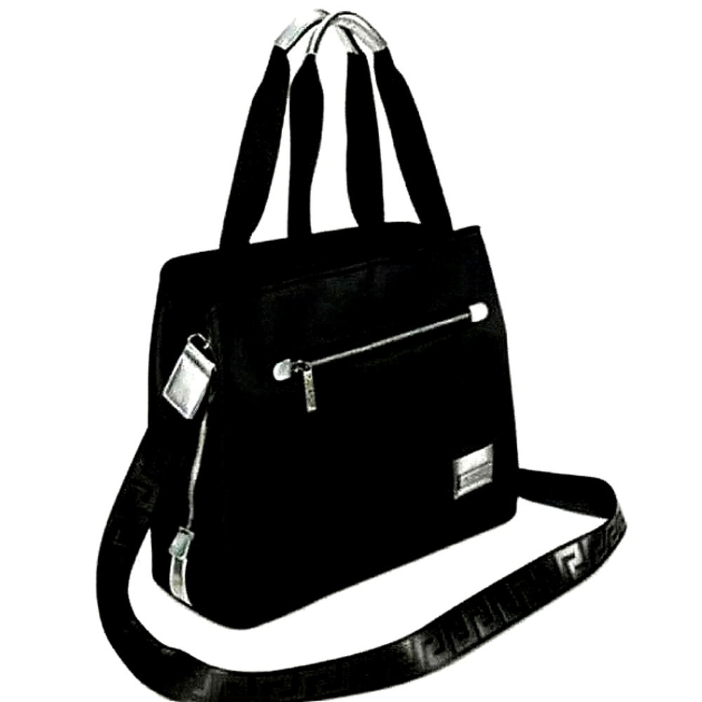 🖤 Versace® Parfum Black & Silver Nylon Tote Bag w/ Strap NEW! - Picture 11 of 11
